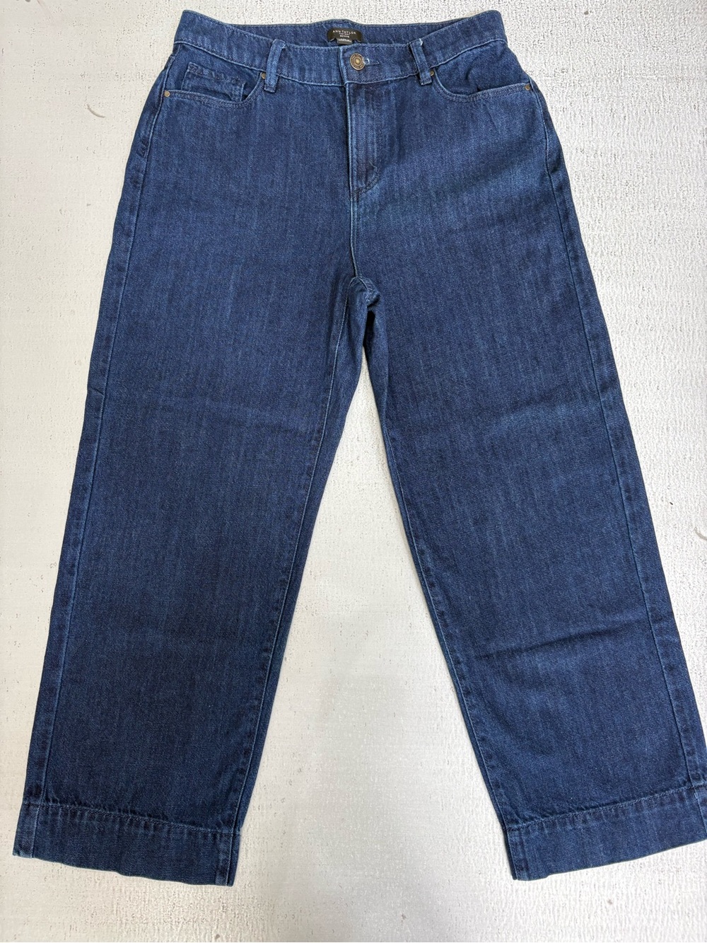 Ann Taylor Dark Blue Cropped Wide-Leg Jeans